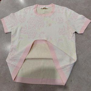 CAMELA Women's Viscose Blend Floral Crew Neck Pullover Short Sleeves Top - Med